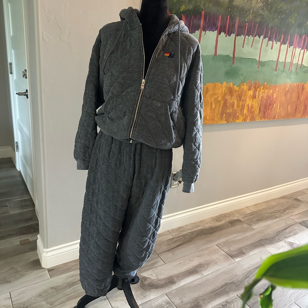 Aviator Nation Gray Quilted Tracksuit